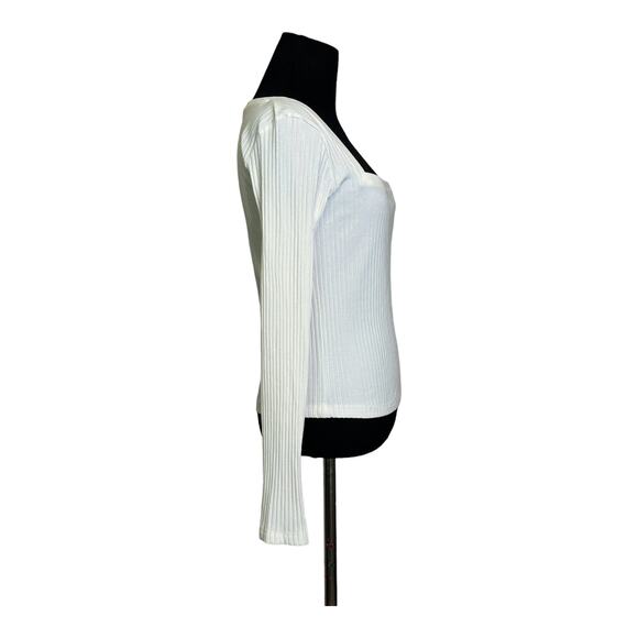 ZARA creamy white long sleeves square neck ribbed sweater size M - Picture 8 of 11